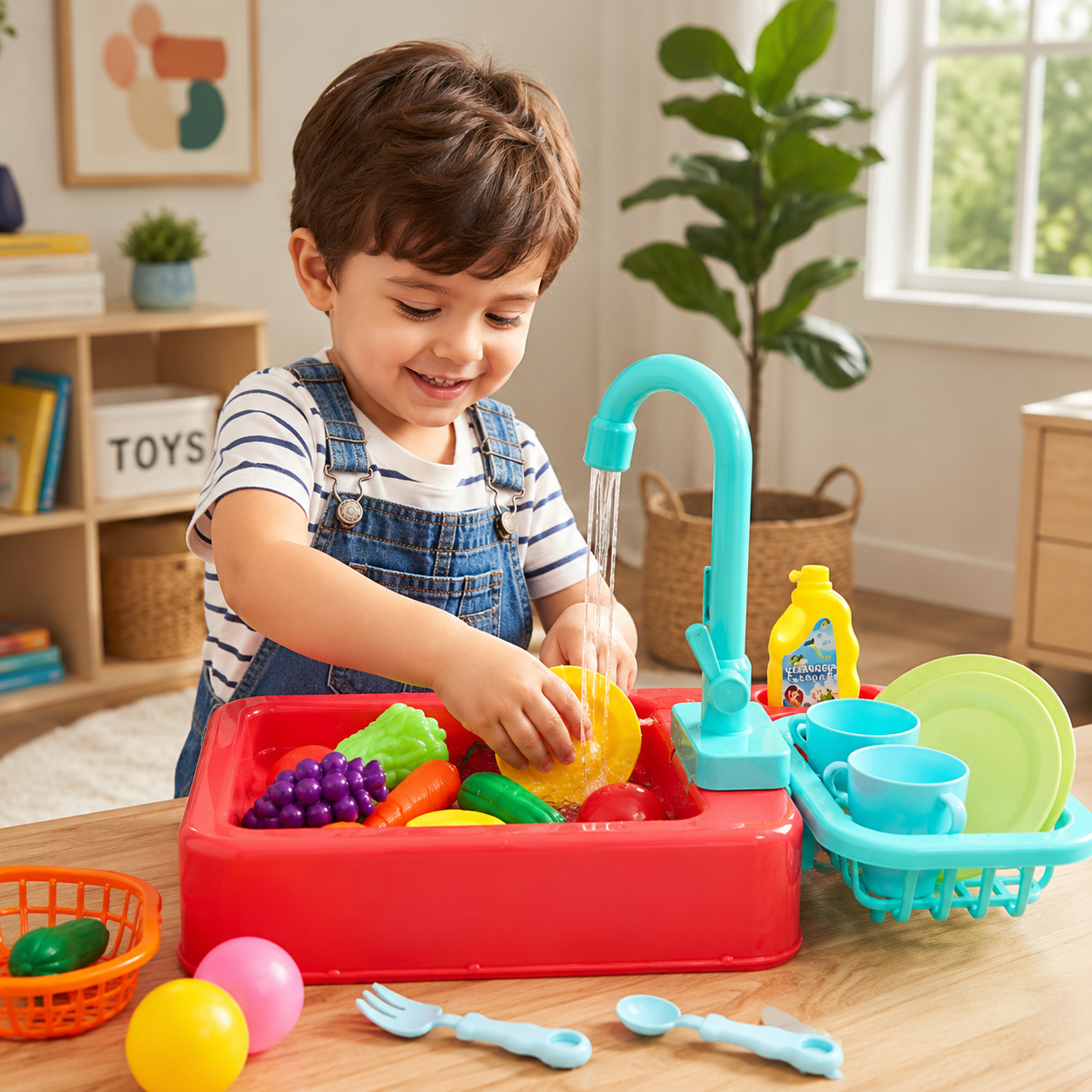 Kids Kitchen Sink Toy Set – Pretend Play Washing & Cooking Set