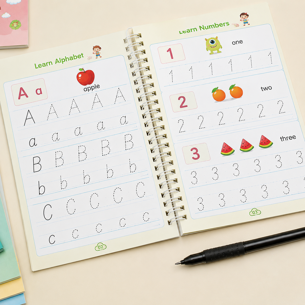 Magic Practice Copybook – Reusable Handwriting Practice Book for Kids