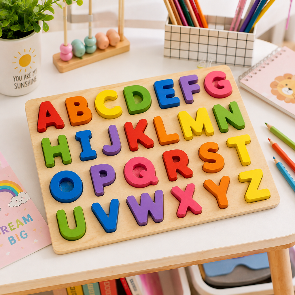 Wooden Alphabet Board – ABC Learning & Educational Puzzle Toy for Kids