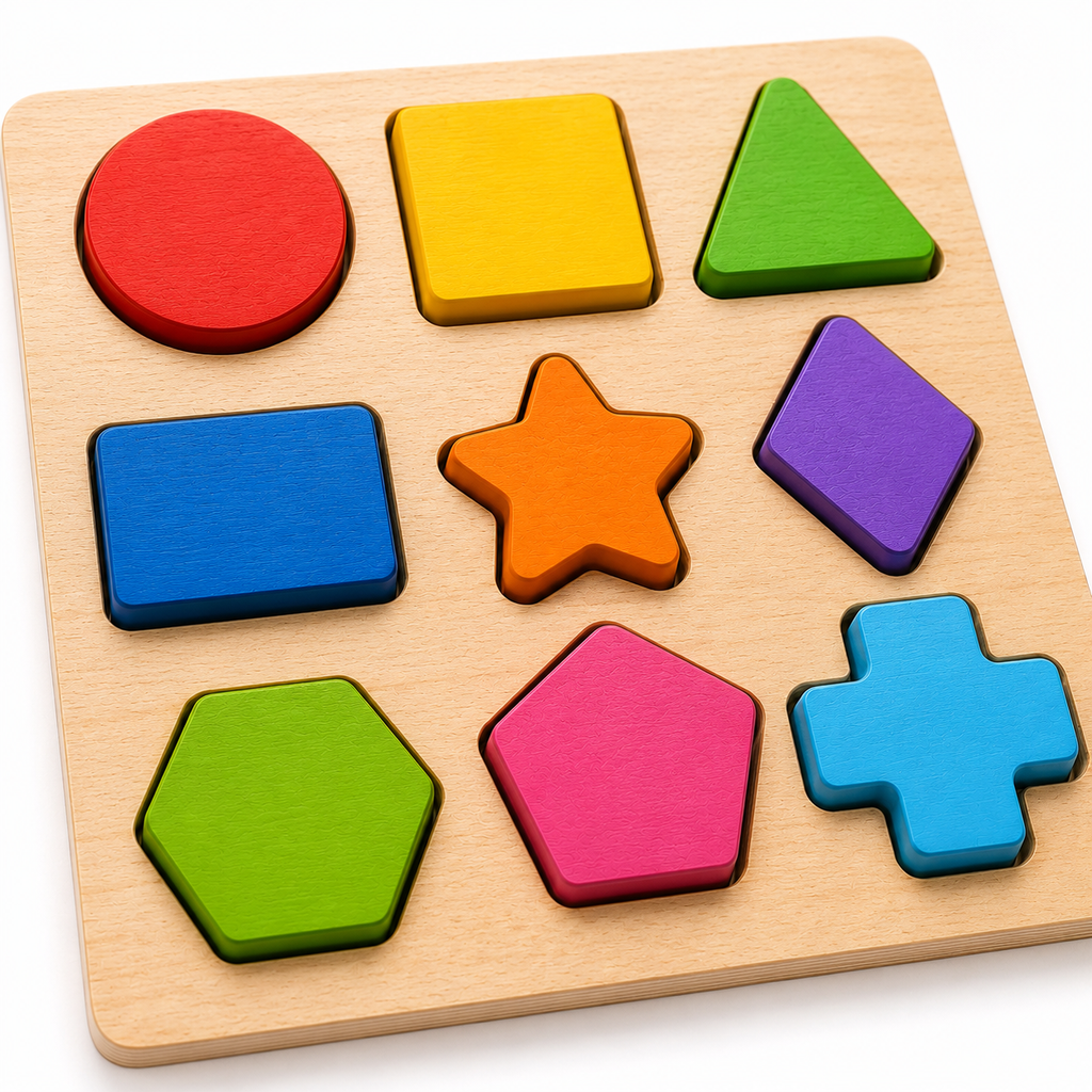 Wooden Shape Board – Shape Matching & Educational Puzzle Toy for Kids